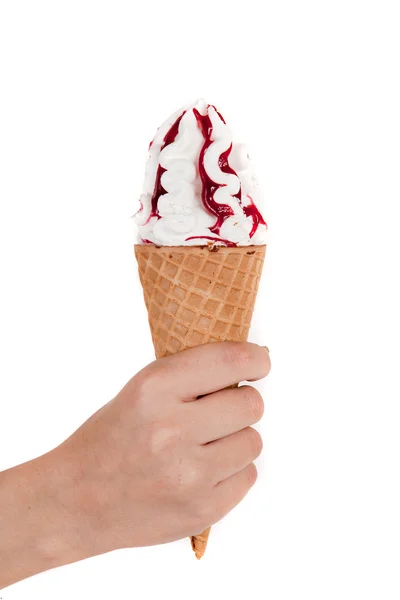 手押しのアイスクリームコーン — ストック写真