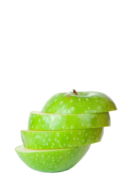 Зеленое яблоко выделено на белом — стоковое фото