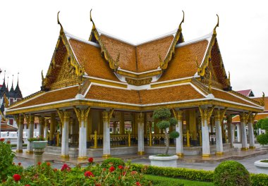 Traditional Thai pavilion at Wat Ratchanadda, Loha Prasat,Bangkok clipart