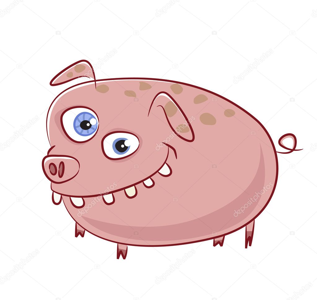 Caricature funny smiling pig character
