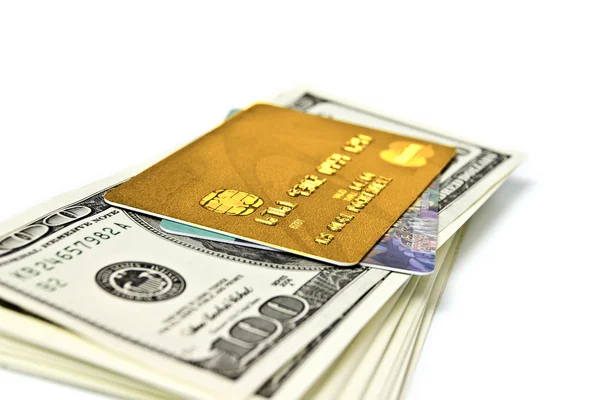Goldkarte und Dollar — Stockfoto