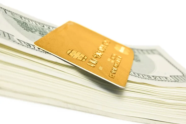 Золотая карта и доллары — стоковое фото