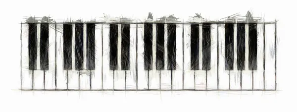 Piano keyboard ritning — Stockfoto