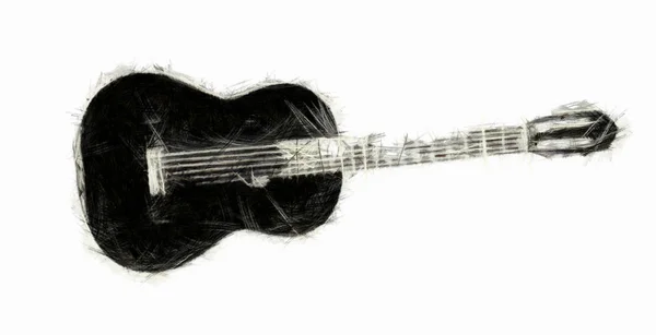 Akustická kytara kreslení — Stock fotografie