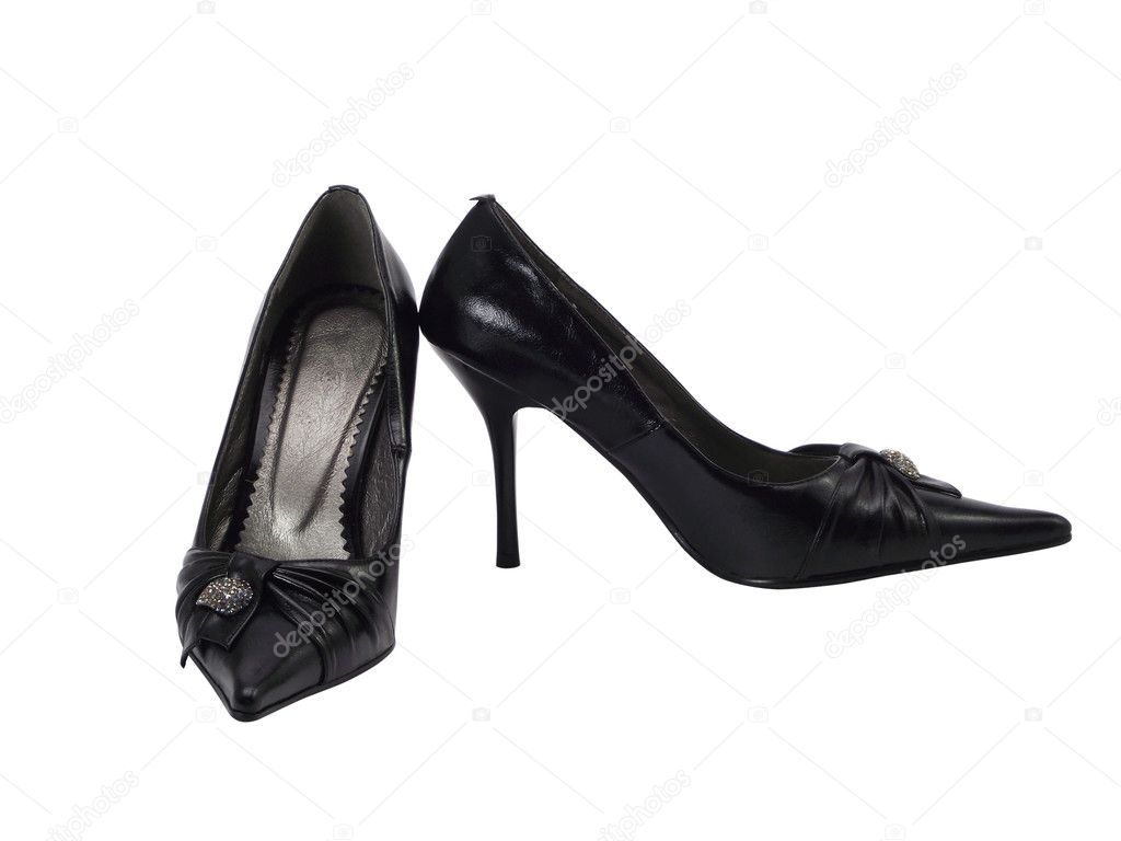 Black female shoes on a high heel