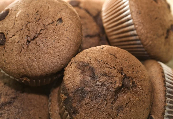 Stapel van chocolade muffins — Stockfoto