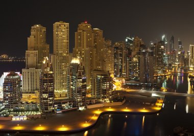 Town scape at night time. Dubai clipart