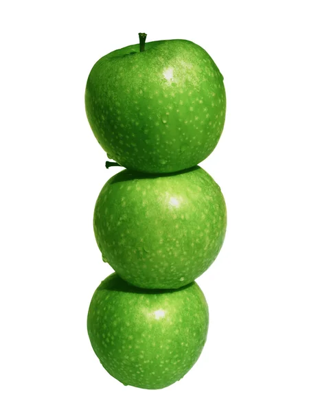 Beyaz zemin üzerinde üç elma — Stok fotoğraf