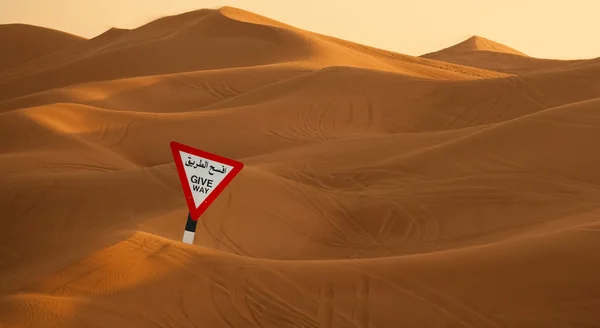 Warning sigh in the desert — Stock Photo, Image
