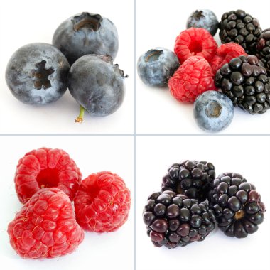 Colorful berry collage of four photos. clipart