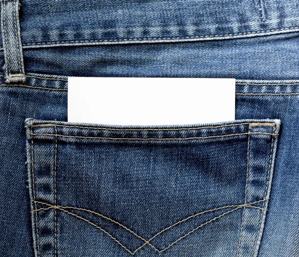 stock image Jeans pocket with empty white card