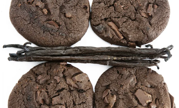 Čokoládové cookies s vanilkou — Stock fotografie