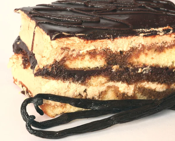 Čokoládový dort s vanilkou — Stock fotografie