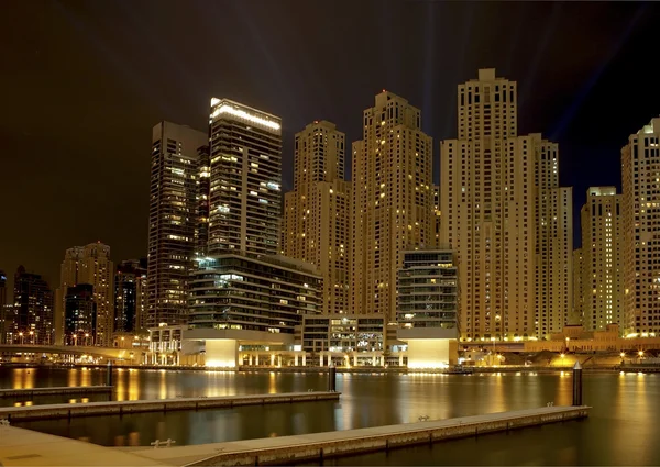 Town scape at night time. Panoramic scene, Dubai. — Stock Photo, Image
