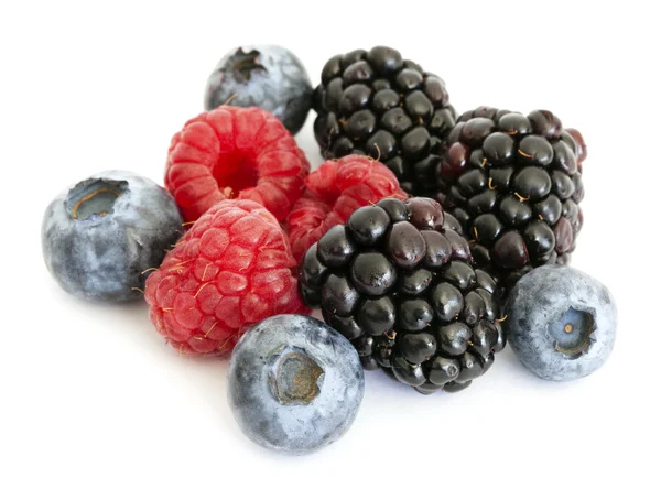 stock image Blueberry, blackberry and raspberry on the white background