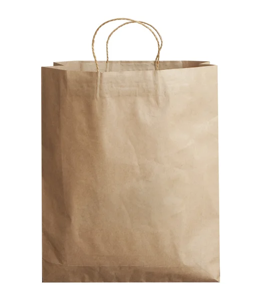 Kağıt alışveriş çantası beyaz arkaplanda izole edildi — Stok fotoğraf