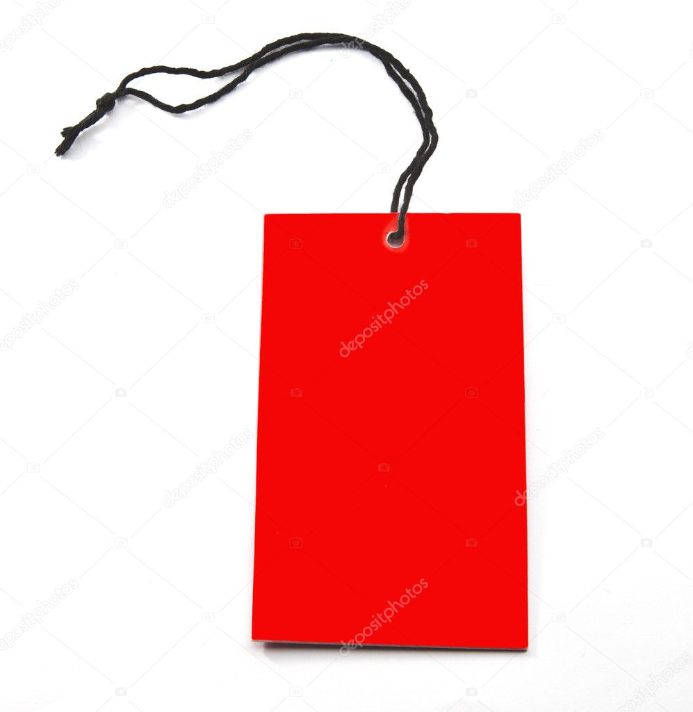 Red paper tag, label or sticker