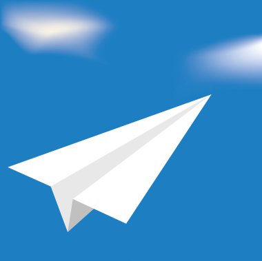 Vector origami white airplane flying clipart