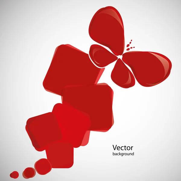 Abstracte rode achtergrond met vlinder. — Stockvector