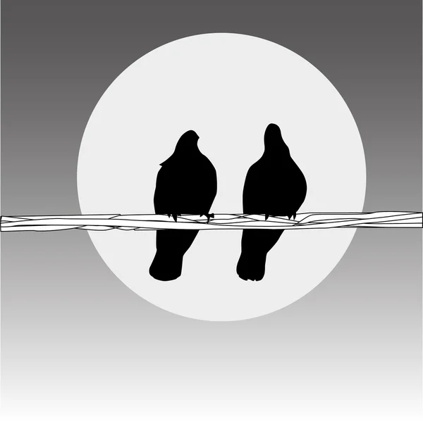 Oiseaux sur le fil — Image vectorielle