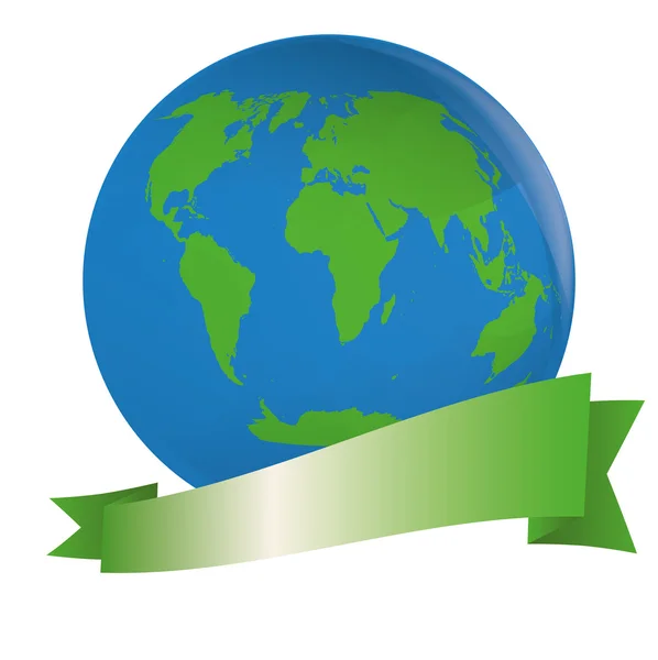 Abstrakter Globus mit grünem Banner — Stockvektor
