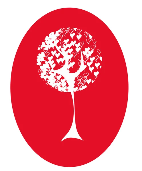 Kızıl ağaç kalp — Stok Vektör