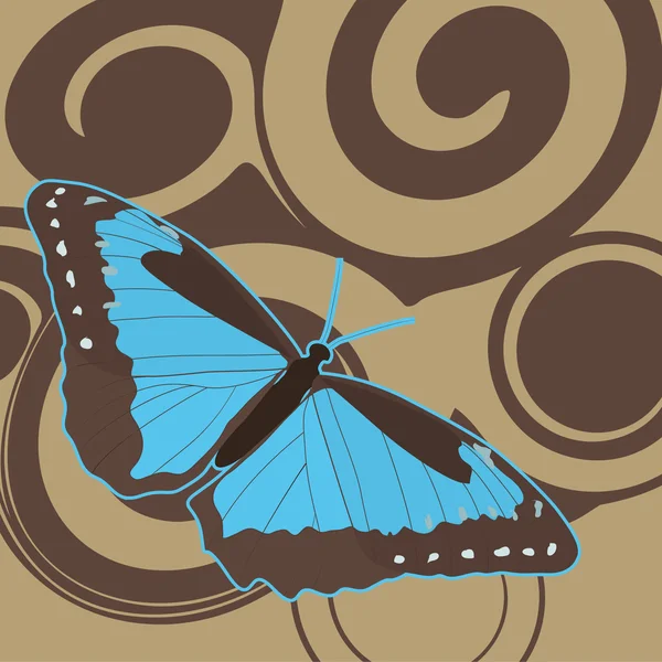 Fondo marrón con mariposa — Vector de stock