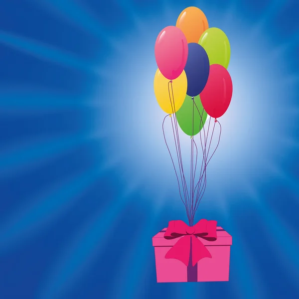 贺卡礼品盒和气球 — 图库矢量图片