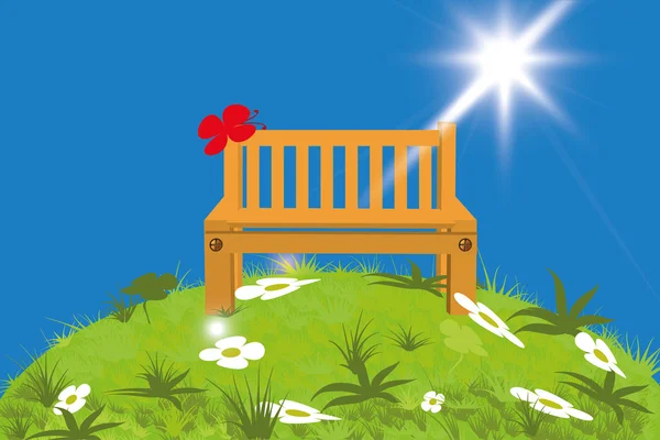 Bench on the lawn — Stock Vector