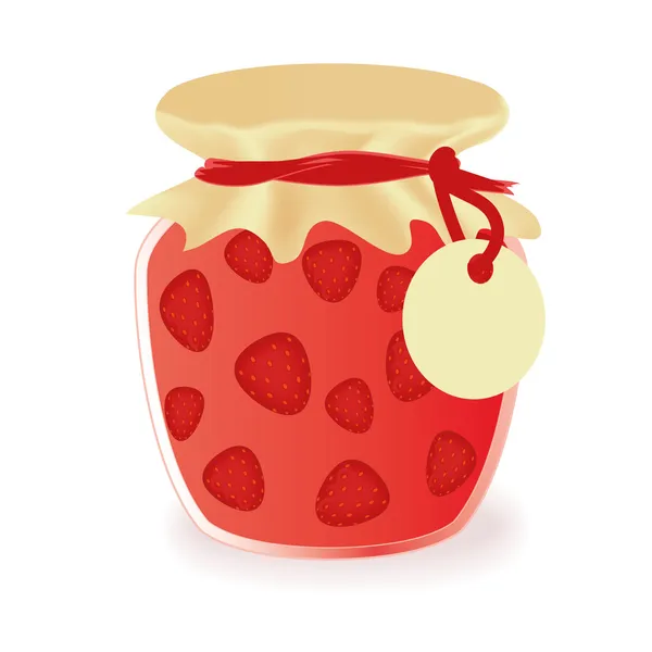 Vector jar of strawberry jam — Stock Vector