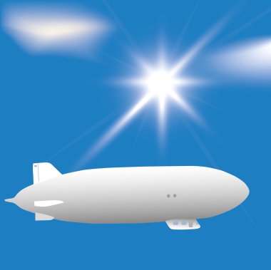 Zeppelin in the sky. Space for text clipart