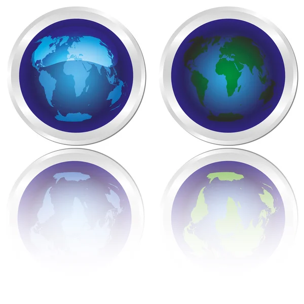 Icone del pianeta blu Terra — Vettoriale Stock
