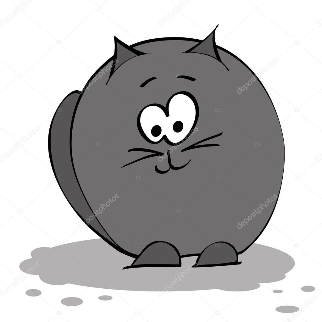 cartoon fat black cat