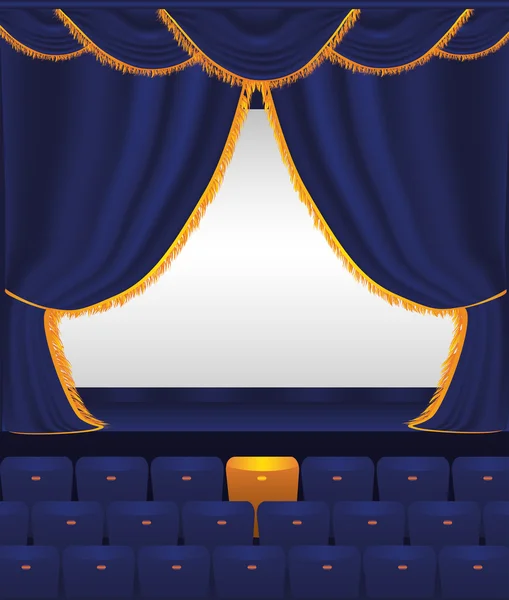 Vector blue curtain with empty hall — Stock Vector