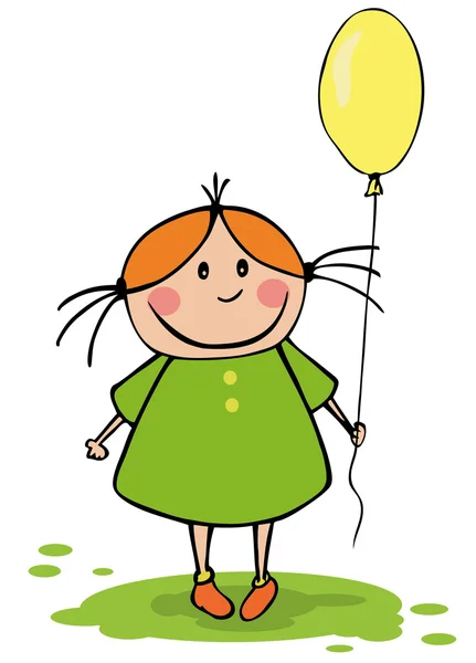 Funny girl with balloon — Stock Vector