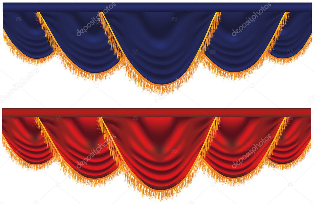 Vector Blue And Red Curtains Stock, Blue Red Curtains