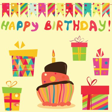 Retro Birthday Celebration Elements clipart