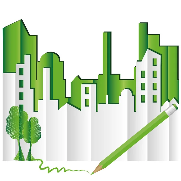 抽象的な緑豊かな街です。エコ世界 — ストックベクタ