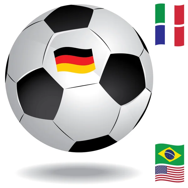 Μπάλα ποδοσφαίρου με σημαίες — Διανυσματικό Αρχείο