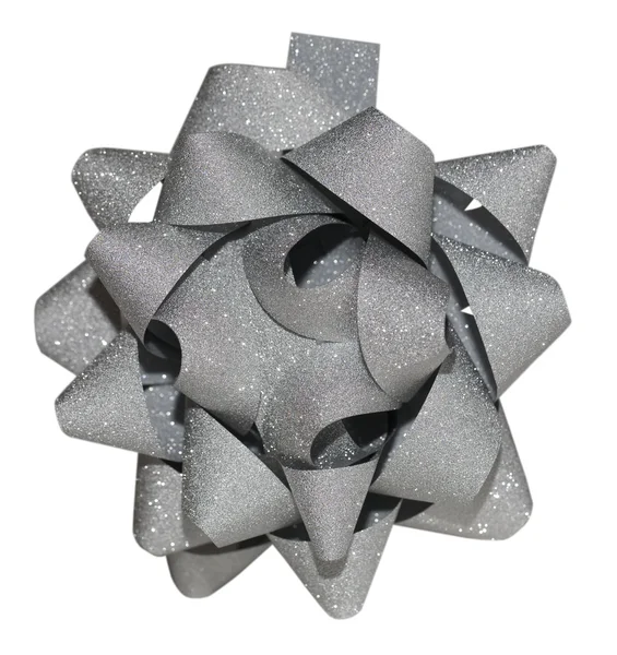 Grey shiny gift bow — Stock Photo, Image