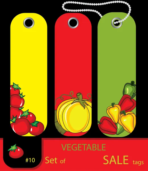 Set of sale vegetables autumn tags — Stock Vector