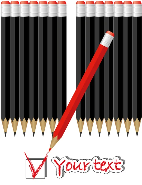 Bakgrund med svarta och röda pennor — Stock vektor