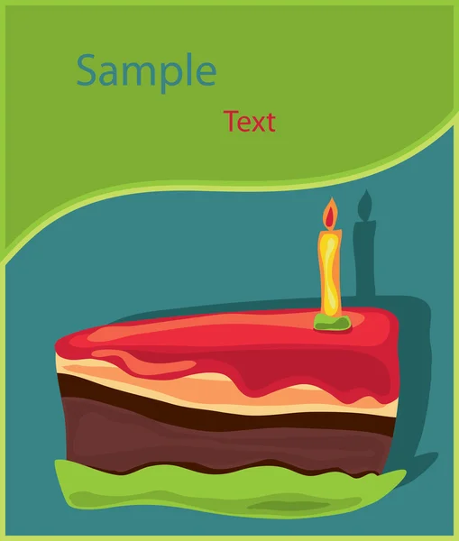 Pedazo de pastel de cumpleaños con vela — Vector de stock