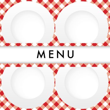 Red Gingham Menu Card Cover clipart