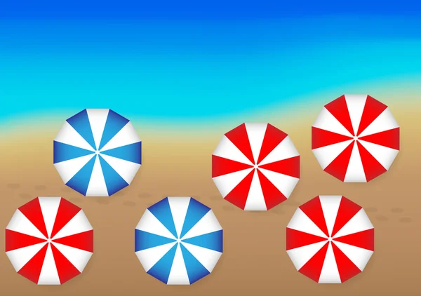 Океан и пляжные зонтики — стоковый вектор