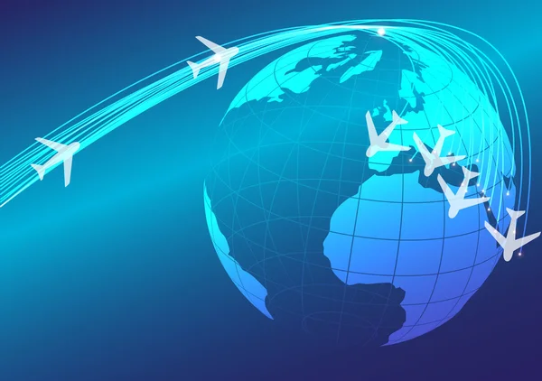 Globe et avions — Image vectorielle