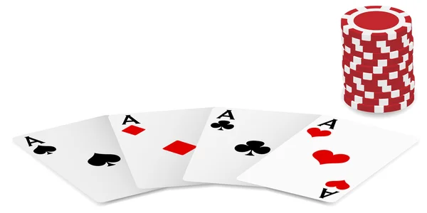 Spielkarten und Pokerchips — Stockvektor