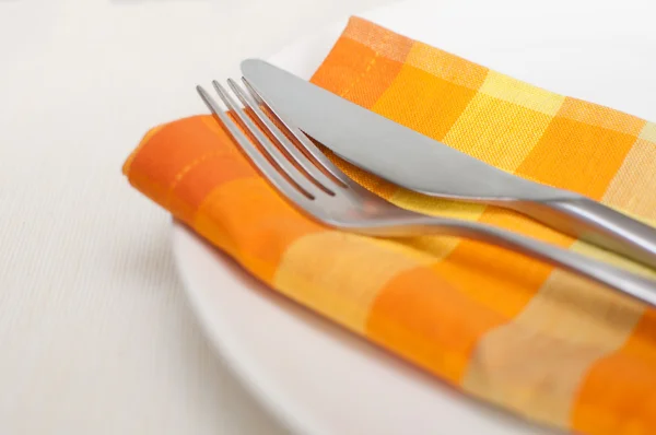 Plate, Cutlery and Napkin — Stock Photo, Image