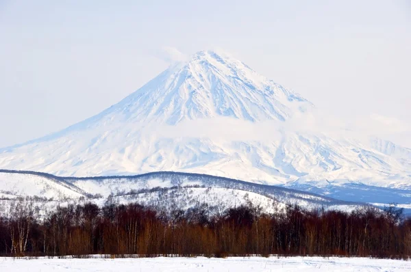 Hermoso volcán en el invierno —  Fotos de Stock