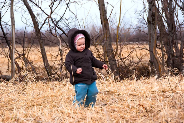 Pěkné malé dítě v podzimním parku — Stock fotografie
